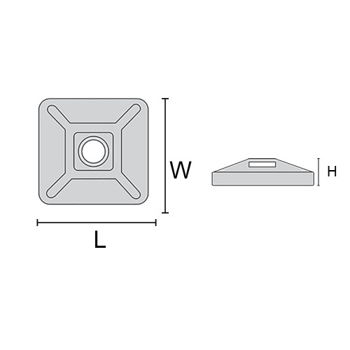 Adhesive cable tie mount 1"x 1" - Natural - Pack of 100 (FN-CT-M100-CL)