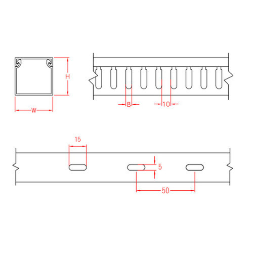6ft Plastic Wiring Duct with Cover 2x3 - Grey FN-WD-2030-GY