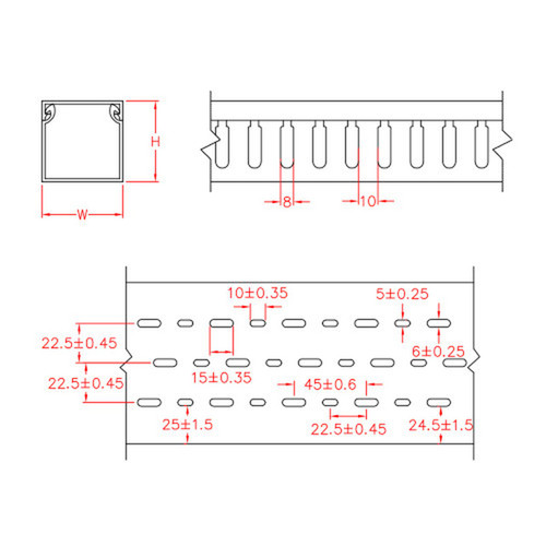 6ft Plastic Wiring Duct with Cover 4x4 - Grey FN-WD-4040-GY