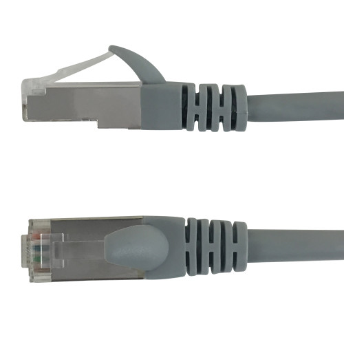 1ft RJ45 Cat5e Stranded Shielded 26AWG Molded Patch Cable CMR - Grey (FN-CAT5ESM-01GY)