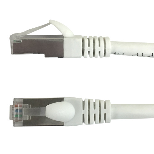 7ft RJ45 Cat5e Stranded Shielded 26AWG Molded Patch Cable CMR - White (FN-CAT5ESM-07WH)