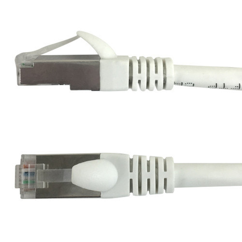 15ft RJ45 Cat5e Stranded Shielded 26AWG Molded Patch Cable CMR - White FN-CAT5ESM-15WH
