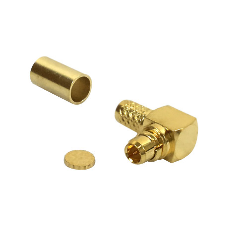 MMCX Male Right Angle Crimp Connector for RG174 (LMR-100) 50 Ohm (FN-CN-74-100)