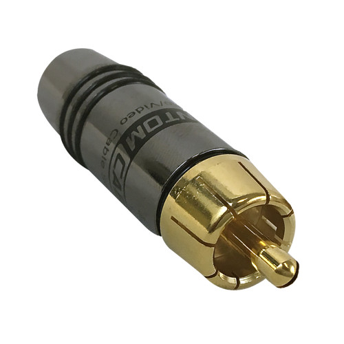 Premium RCA Male Solder Connector (9.5mm ID) - Black (FN-CN-SRCAM-9.5BK)