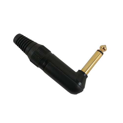 TS (1/4 inch) Mono Male Solder Right Angle Connector - Black (FN-CN-STSMR-BK)