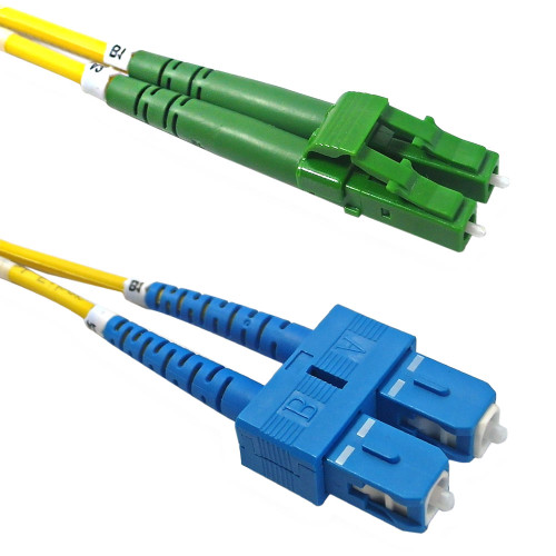 100ft - 30m Fiber Singlemode Duplex LC/APC to SC/UPC 9 micron - 3mm jacket LSZH (FN-FO-209-100-LCA)