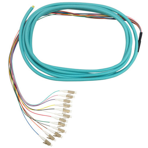 3m LCPC 12-fiber Multimode 50µ OM4 Jacketed Pigtail 19inch 900um fan-out OFNR FN-FO-PT858-10J-12F