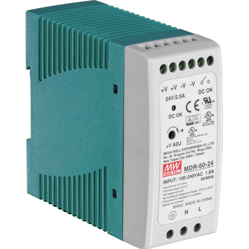 TRENDnet 60 W Single Output Industrial DIN-Rail Power Supply - DIN Rail - 120 V AC, 230 V AC Input - 60 W / 24 V DC (Fleet Network)