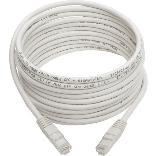 Tripp Lite Cat6 Gigabit Molded Patch Cable RJ45 MM White 15 ft - 15 ft Category 6 Network Cable for Network Device Router - 1 x N200-015-WH