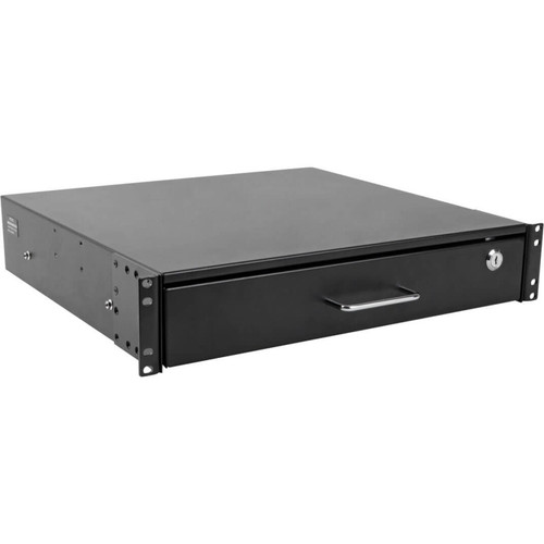 Tripp Lite SmartRack 2U Locking Rack-Mount Storage Drawer - 19" (482.60 mm) 2U Wide Rack-mountable - Black Powder Coat - Cold-rolled - (Fleet Network)