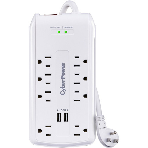 CyberPower CSP806U Professional 8-Outlets Surge Suppressor - 8 x NEMA 5-15R, 2 x USB - 3000 J - 120 V AC Input - Fax/Modem/Phone (Fleet Network)