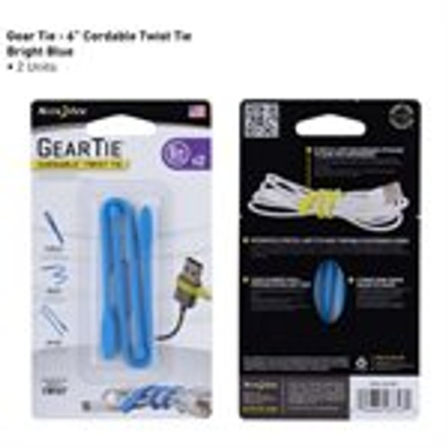 NITE IZE GTK6-38-2R7 GEAR TIE CORDABLE TWIST TIE 6 INCH - 2 PACK - BRIGHT BLUE (GTK6-38-2R7)