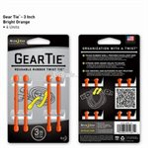 GEAR TIE 3"-BRIGHT ORANGE 4PK (GT3-4PK-31)