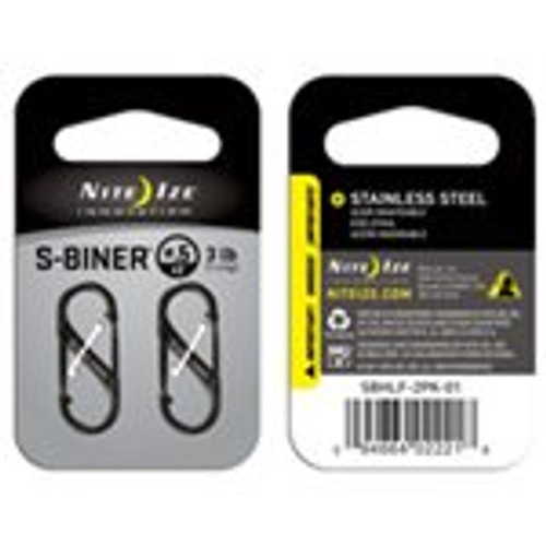 S-BINER SIZE .5/2 PACK - BLACK (SBHLF-2PK-01)