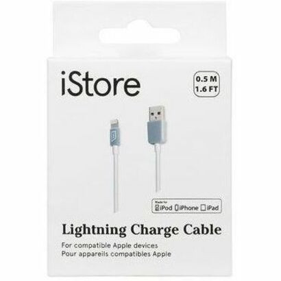iStore Lightning Charge 1.8ft (0.5m) Cable (White) - 1.6 ft (0.50 m) Lightning/USB Data Transfer Cable for Computer, Power Adapter, - (ACC99805CAI)