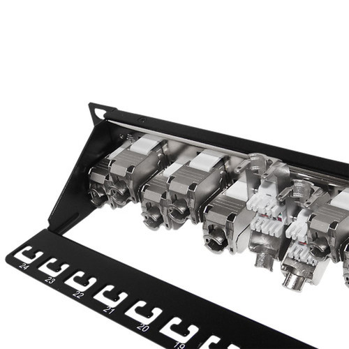 24-Port CAT6A Patch Panel 19 Rackmount 1U - 110 Punch-Down FN-PP-24C6A-JK
