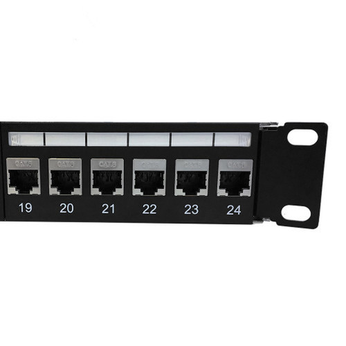 24-Port Angled CAT6 Shielded Patch Panel 19 Rackmount 1U - Pass-Through FN-PP-24C6S-APT