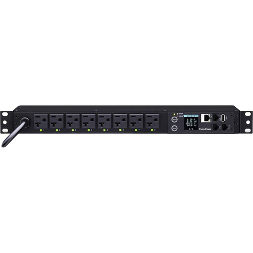 CyberPower PDU41002 8-Outlet PDU - Switched - NEMA 5-15P - 8 x NEMA 5-15R - 120 V AC - Network (RJ-45) - 1U - Horizontal - Rack Mount, (Fleet Network)