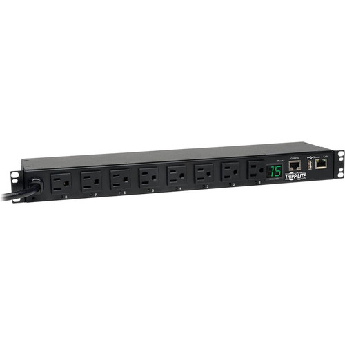 Tripp Lite PDUMH15NET2LX 8-Outlet PDU - Switched - NEMA 5-15P - 8 x NEMA 5-15R - 120 V AC - 1U - Horizontal - Rack Mount - - TAA (Fleet Network)