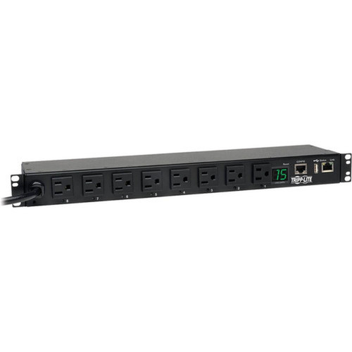 Tripp Lite PDUMH15NET2LX 8-Outlet PDU - Switched - NEMA 5-15P - 8 x NEMA 5-15R - 120 V AC - 1U - Horizontal - Rack Mount - - TAA PDUMH15NET2LX