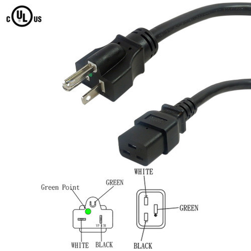 6ft Hospital Grade 5-20P to C19 Power Cable 12AWG SJT 125V 20A FN-PW-H131-06