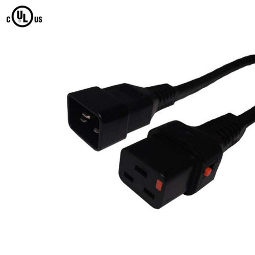 3ft locking C19 to C20 power cable 14AWG SJT FN-PWL-125C-03