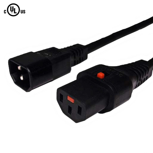 2ft locking C13 to C14 power cable, 18AWG SJT (FN-PWL-100-02)