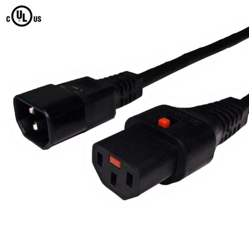 6ft locking C13 to C14 power cable 18AWG SJT FN-PWL-100-06