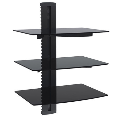 Media Player Triple Shelf Glass - Black FN-MT-113-BK