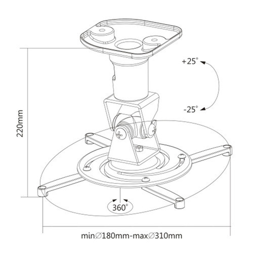 Projector WallCeiling Mount 4 Arm Tilt  Rotate Adjustable  Length 220mm Black FN-MT-803-BK