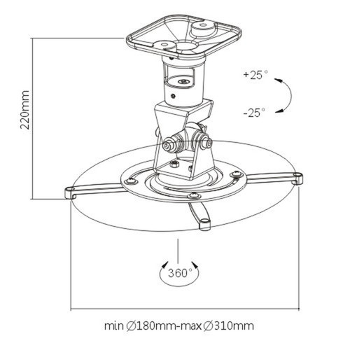 Projector WallCeiling Mount 4 Arm Tilt  Rotate Adjustable  Length 220mm Black FN-MT-803-BK