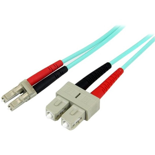 StarTech.com 10m Fiber Optic Cable - 10 Gb Aqua - Multimode Duplex 50/125 - LSZH - LC/SC - OM3 - LC to SC Fiber Patch Cable - LC Male (Fleet Network)