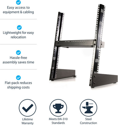 StarTechcom 12U Open Frame Rack - 19 2 Post Network Rack - Audio Video  IT Equipment Rack for Your Server Room - Free Standing - at RK12OD