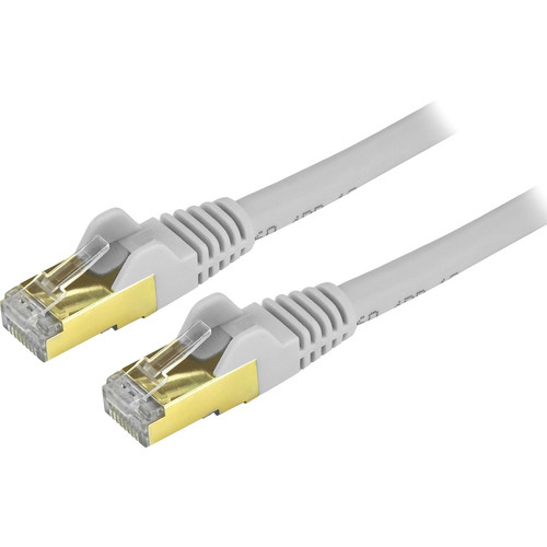 StarTech.com 10 ft Gray Shielded Snagless 10 Gigabit RJ45 STP Cat6a Patch Cable - Category 6a - 10 ft - 1 x RJ-45 Male Network - 1 x - (Fleet Network)