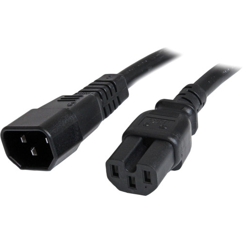 StarTech.com 3 ft 14 AWG Computer Power Cord - IEC C14 to IEC C15 - 3ft - IEC 60320 C14 - IEC 60320 C15 250V AC - 15A - Black (Fleet Network)