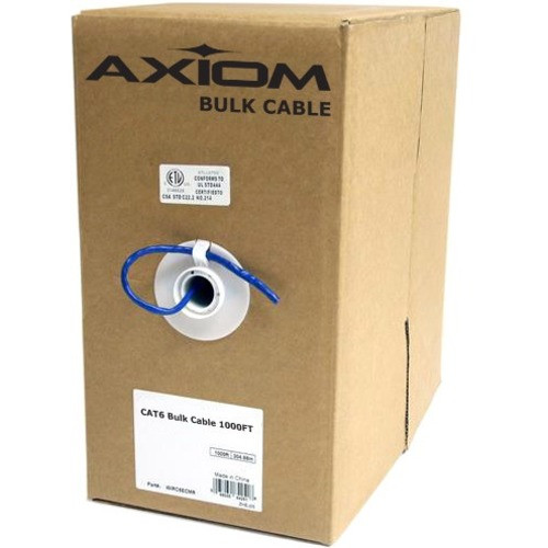 Axiom CAT5e Bulk Cable Spool 1000FT (Blue) - 1000 ft Category 5e Network Cable for Network Device - First End: 1 x Bare Wire - Second (Fleet Network)