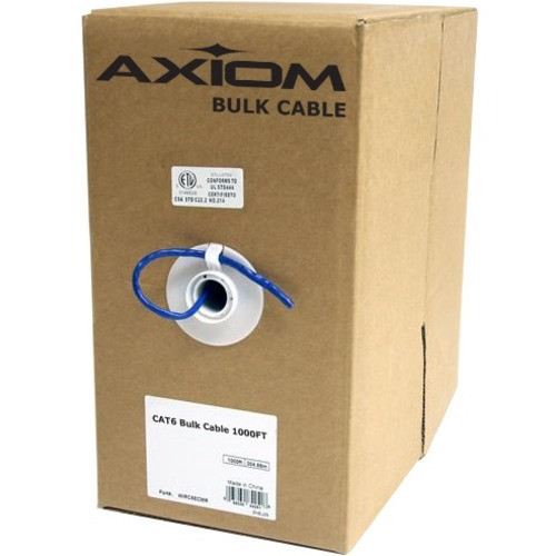 Axiom CAT6 Plenum Bulk Cable Spool 1000FT (Gray) - 1000 ft Category 6 Network Cable for Network Device - Bare Wire - Bare Wire - Gray (Fleet Network)