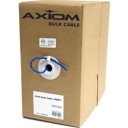 Axiom Cat6a UTP Network Cable - 1000 ft Category 6a Network Cable for Network Device - Bare Wire - Bare Wire - 10 Gbits - Blue C6ABCS-B1000-AX