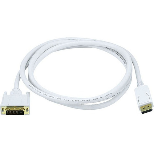 Monoprice 6ft 28AWG DisplayPort to DVI Cable - White - 6 ft DisplayPort/DVI A/V Cable for Audio/Video Device, HDTV, Monitor, Computer (Fleet Network)