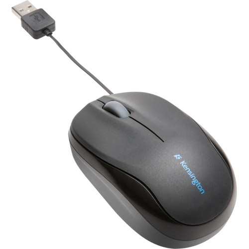 Kensington Pro Fit Mobile Retractable Mouse - Optical - Cable - Black - USB - Computer - Scroll Wheel (Fleet Network)