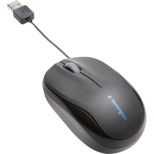 Kensington Pro Fit Mobile Retractable Mouse - Optical - Cable - Black - USB - Computer - Scroll Wheel K72339USA