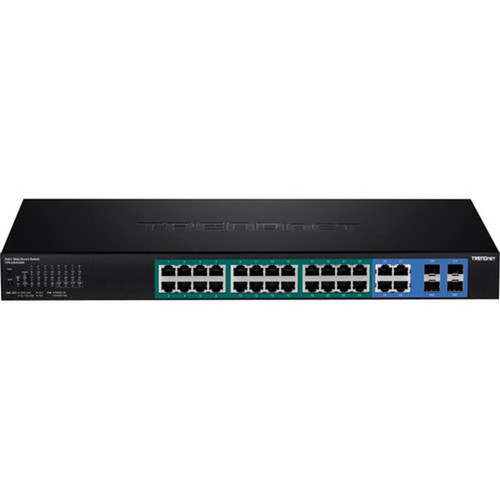 TRENDnet 28-Port Gigabit Web Smart PoE Switch - 24 Ports - Manageable - 2 Layer Supported - Twisted Pair - 1U High - Rack-mountable - TPE-2840WS
