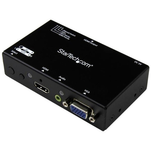 StarTechcom 2x1 VGA  HDMI to HDMI Switch  Selector Box - 1080p Multi Video Input Automatic Switcher - 2 Computers In 1 Monitor Out VS221VGA2HD