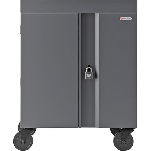 Bretford CUBE Cart - 1 Shelf - 4 Casters - Steel - 30" Width x 26.5" Depth x 37.5" Height - Charcoal - For 16 Devices (Fleet Network)