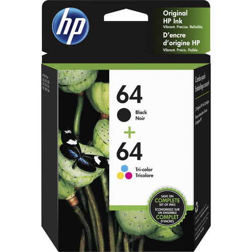 HP 64 Ink Cartridge - Black, Tri-color - Inkjet - High Yield - 200 Pages, 165 Pages - 2 / Pack (Fleet Network)