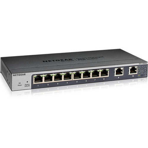 Netgear GS110EMX Ethernet Switch - 8 Ports - Manageable - 3 Layer Supported - Twisted Pair - Desktop Rack-mountable Wall Mountable - GS110EMX-100NAS