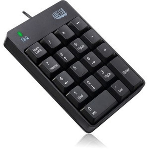 Adesso AKB-601UB - USB Spill Resistant 18-Key Numeric Keypad - Cable Connectivity - USB Interface - 18 Key - English US - Windows - AKB-601UB