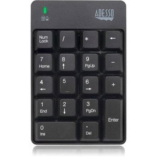 Adesso WKB-6010UB - Wireless Spill Resistant 18-Key Numeric Keypad - Wireless Connectivity - RF - USB Interface - 18 Key - English - - WKB-6010UB