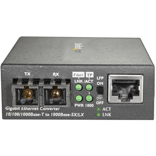 StarTechcom Singlemode SM SC Fiber Media Converter for 101001000 Network - 10km - Gigabit Ethernet - 1310nm - w Auto Negotiation MCMGBSCSM10