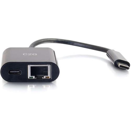 C2G USB C Ethernet Adapter with Power - Black - USB 31 Type C - 1 Ports - 1 - Twisted Pair 29749